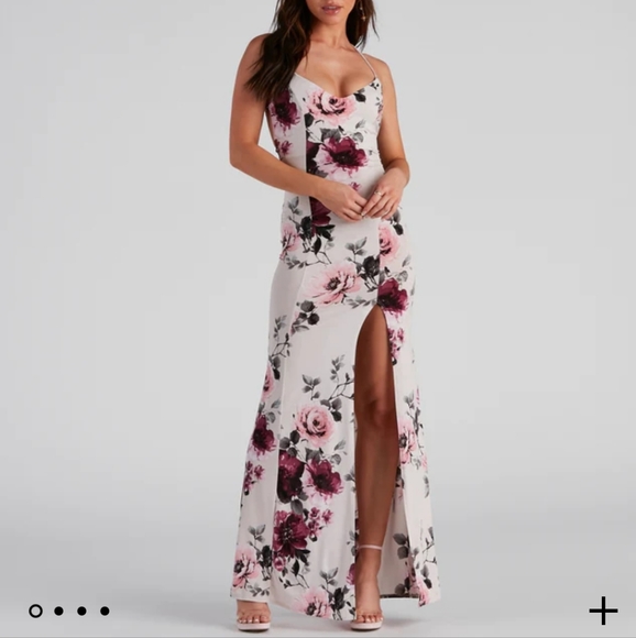 Red Floral Maxi Dress - Picture 4 of 5